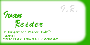 ivan reider business card